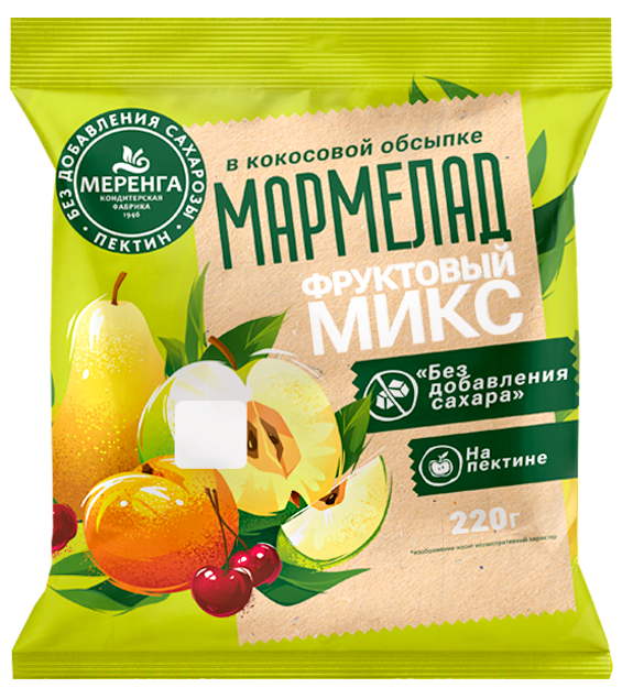 №1 Меренга Мармелад без сахара в кокосовой обсыпке Фруктовый микс, 220г   в Выксе